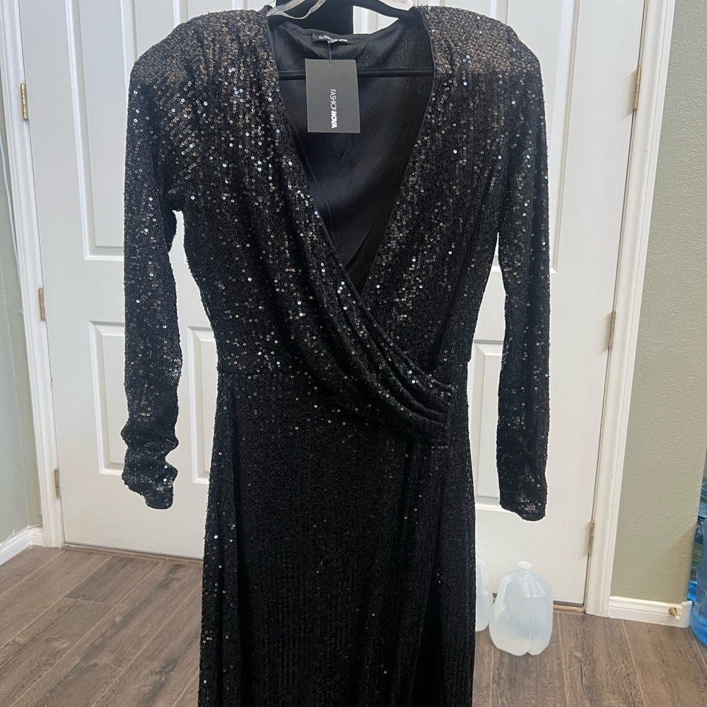 Fashion Nova Sequin black dress